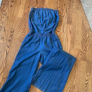 Denim strapless jumpsuit